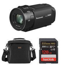 Panasonic HC-V900 Full HD Camcorder, Bundle with 128GB Memory Card and Shoulder