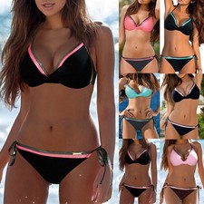 Damen Push Up Bikini Set BH Gepolstert Badeanzug Bademode Strand Badebekleidung.