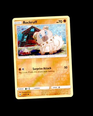 NM TOMOKAZU KOMIYA SM - Forbidden Light Reverse Holo Cute Rockruff 75/131
