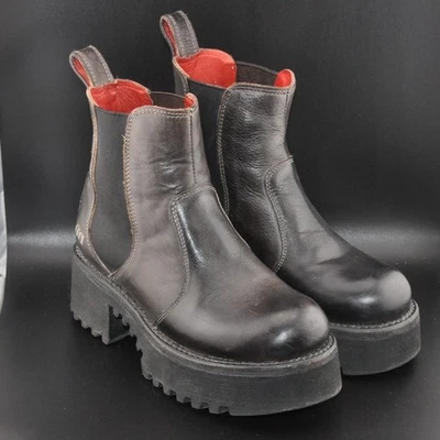 Bed Stu Leather Chelsea Platform Boots 6 Black Excellent Lug Sole Grunge Goth - Image 1 of 4