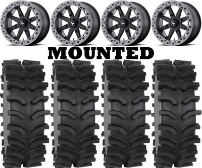 Kit 4 System 3 XT400W Tires 30x12-15 on MSA M31 Lok2 Beadlock Black Wheels IRS