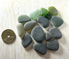 Genuine Sea Glass Surf-Tumbled From Japan  Rare Green Olive  mix