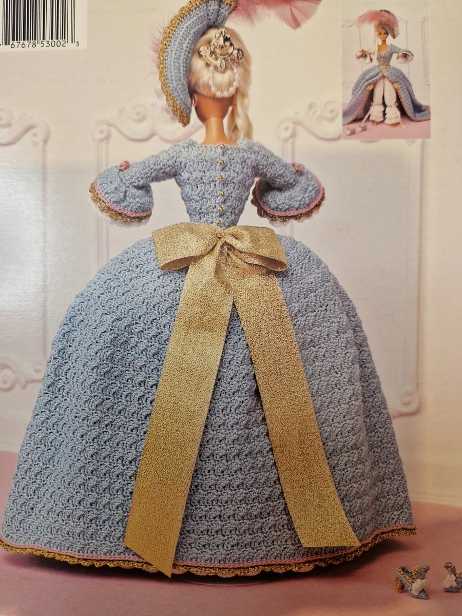 Copia Paradise Crochet Pattern Book 1775 French Cout Vestido # 2 Muñeca Barbie 11.5"