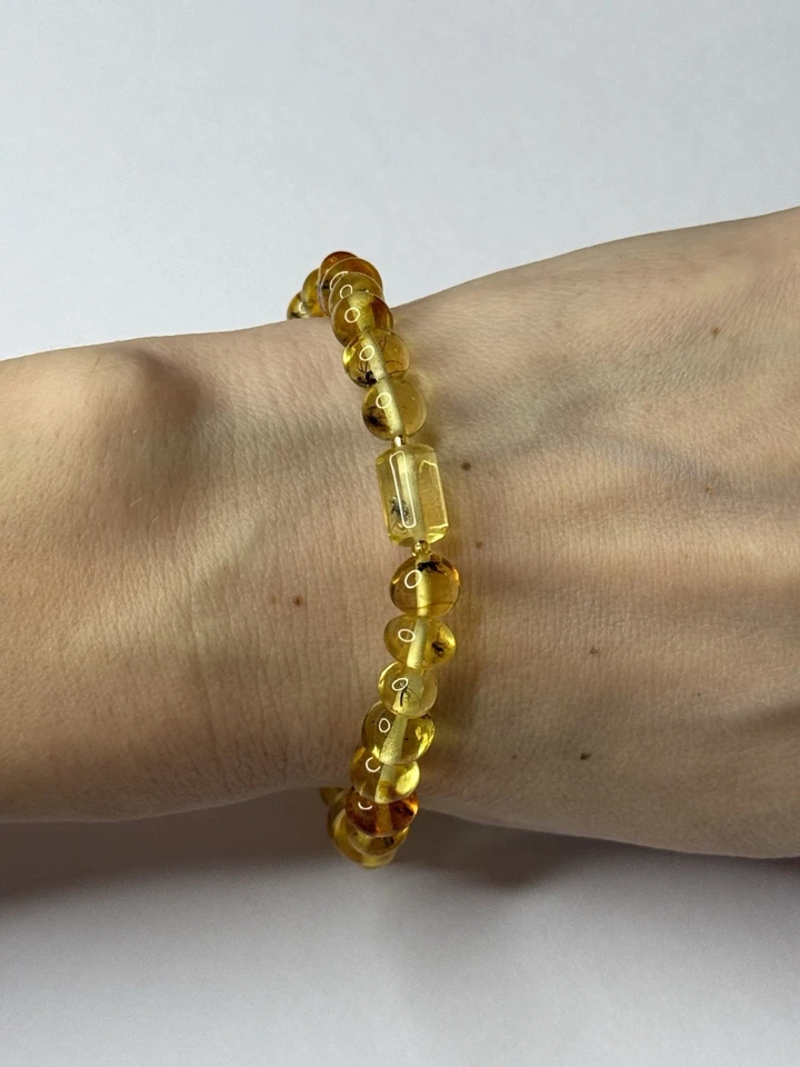 Pulsera de Piedra ÁMBAR GENUINO con INSECTOS ATRAPADOS.Pulsera de Ámbar con MOSCAS. Foto 4 de 4