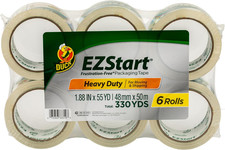 Duck EZ Start Clear Packing Tape Refills - 6 Rolls of Quiet Easy Start Packaging