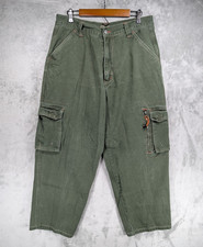 Vintage Machine Cargo Pants Men's Sz 38x30 Green Wide Leg Loose Fit Baggy EUC