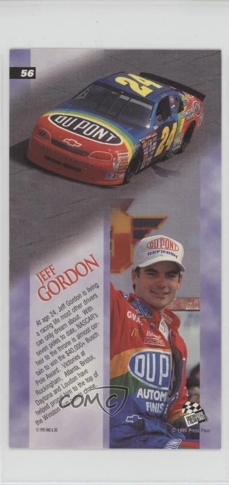 1995 Press Pass Optima XL Optima Results Jeff Gordon #56 HOF - Image 2 of 2