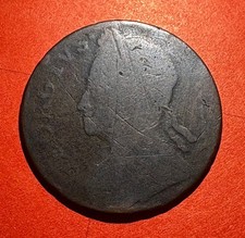 ☆ STRANGE PORTRAIT !! ~ King Geo II Colonial Copper Coin ☆ ODD BRITANNIA !!