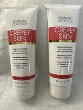 Advanced Clinicals Crepey Skin Cream 8oz 2 Packs Collagen Vitamin E Wrinkle Firm