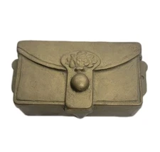 Vintage Solid Brass Double Stamp Box Floral Lid Art Nouveau Style