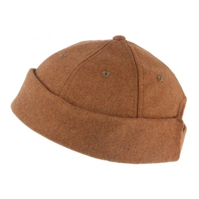Bonnet Docker Marron Clair en Laine Homme et Femme look Hiver Duik-Taille unique - Photo 1/3
