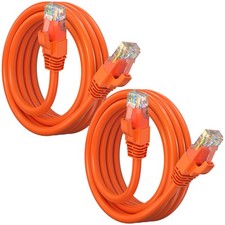 2-Pack Cat 6 Ethernet Cable, 6 ft, LAN, UTP, 10Gbps, 550MHz, Orange, RJ45