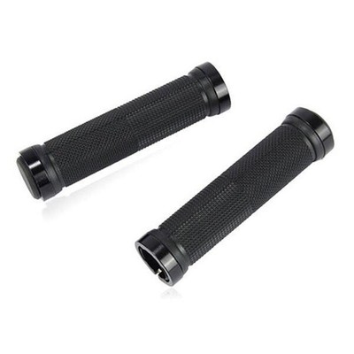 Black Screw-Locking Mountain Bike Handlebar Covers Grips Rubber//Metal Bicycle
