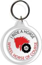 Wheel Horse Garden Farm I Ride A Horse Keychain Keyring yard lawn mower