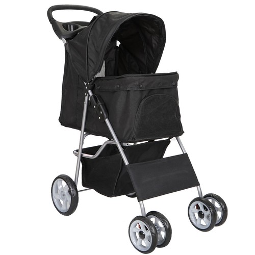 3/4-Wheels Folding Pet Stroller with Cup Holder, Mesh Window Portable Stroller - Picture 32 of 87