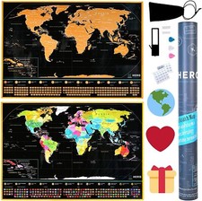 HERO Adventure Products Adventure Scratch Off World Map, 33"x 23"