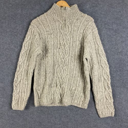 Lauren Ralph Lauren Jumper Womens L Grey Sweater Pullover Aran Fisherman Cable - Afbeelding 1 van 11