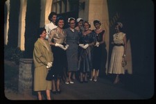 Pretty Women Dresses Hats Fashion 1950s 35mm Slide Red Border Kodachrome B