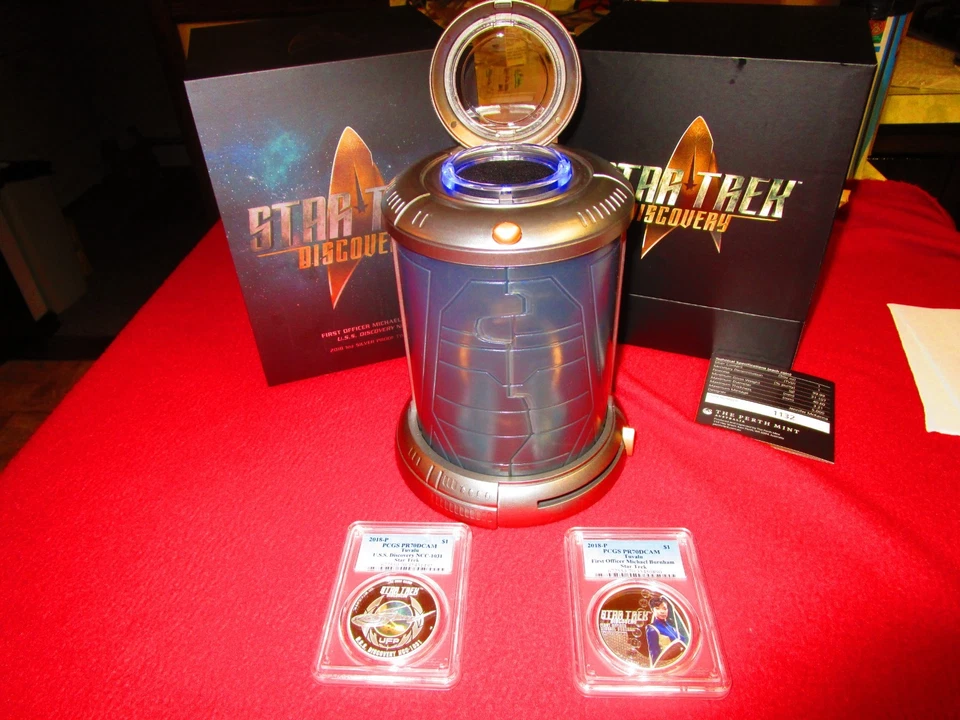 2018 Tuvalu Star Trek USS DISCOVERY & MICHAEL BURNHAM .999 Silver CoinsPCGS PR70 - Image 2 of 4