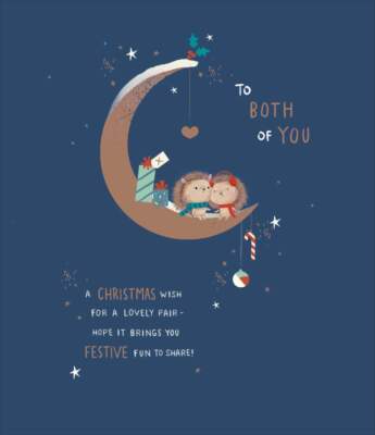 An euch beide Paar auf Mond Weihnachtskarte
