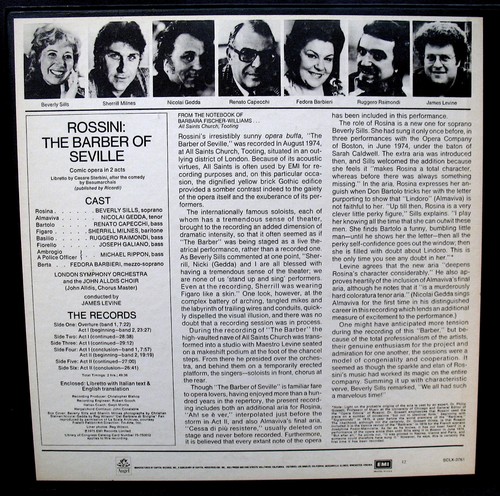 ROSSINI-THE BARBER OF SEVILLE-Rare UK 3 LP Box Set-SILLS/GEDDA/LEVINE-ANGEL - Picture 2 of 3