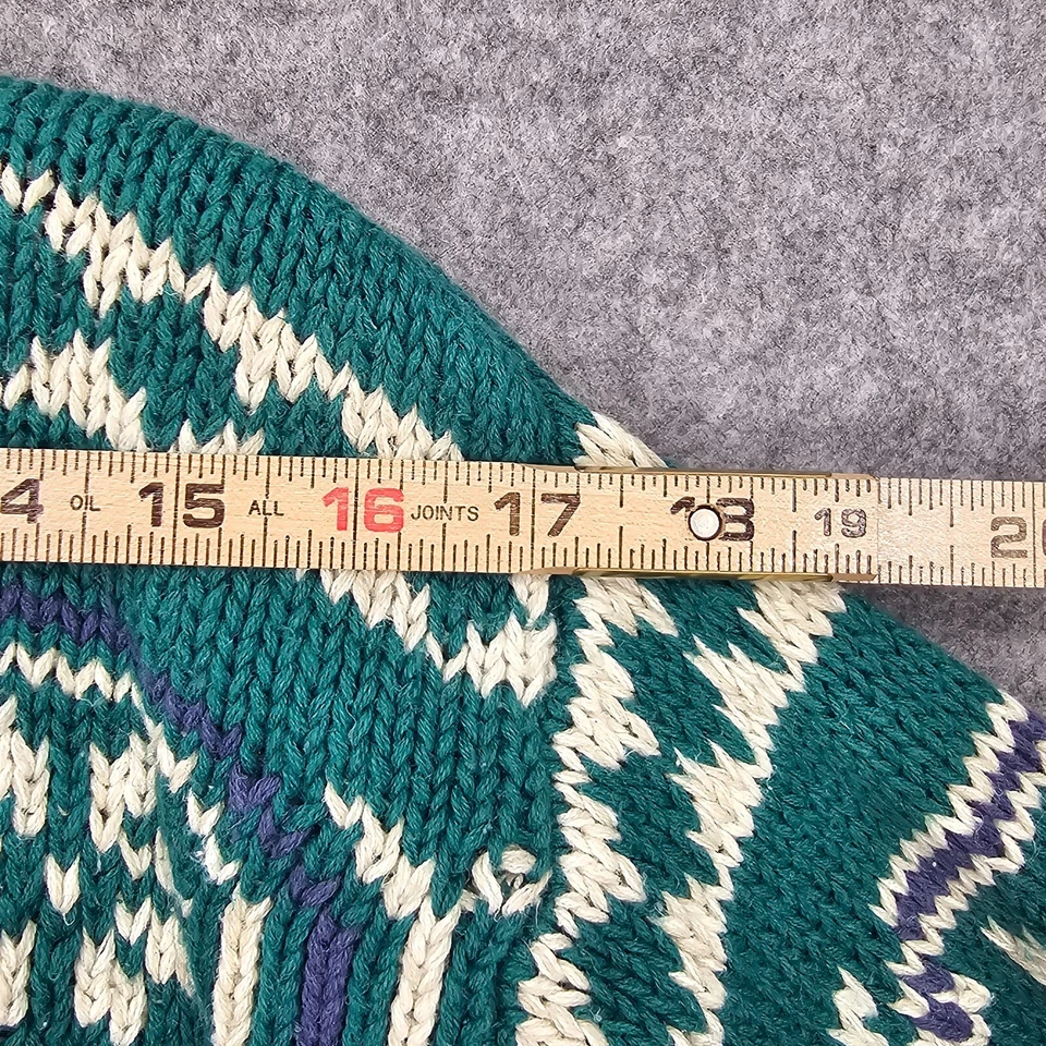 Antigo Suéter de Natal Feminino St. John's Bay Médio Decote Simulado Verde Retrô Nostalgi - Imagem 4 de 4