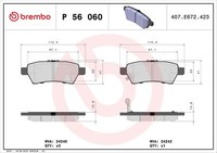 P 56 060 Brembo Bremsbelagsatz, Scheibenbremse FüR Nissan