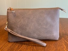 NEW LEATHER LIKE WRISTLET CROSSBODY PURSE BAG - BROWN