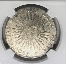 1815-PTS F PROVINCIAS DEL RIO DE LA PLATA SILVER 8 REALES KM-14 NGC AU-50