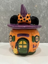 Disney Minnie Mouse Halloween Pumpkin House Cookie Jar Hand painted NEW