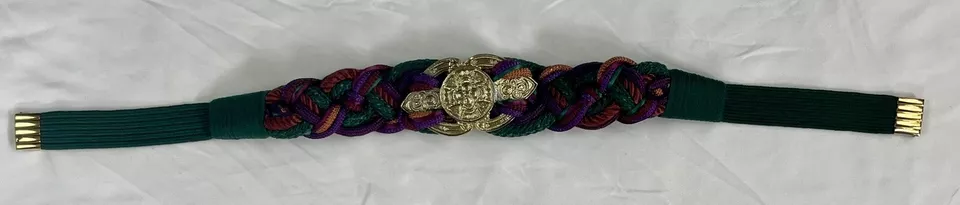 LEATHER SHOP Braided Belt 26 Inch Vtg Jewel Color Rope Gold Tone Hardware 80’s - Image 2 of 4