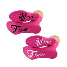 Wine Time Sole Print Design Hot Pink Ladies Socks UK Size 3.5-7.5 - X6N933