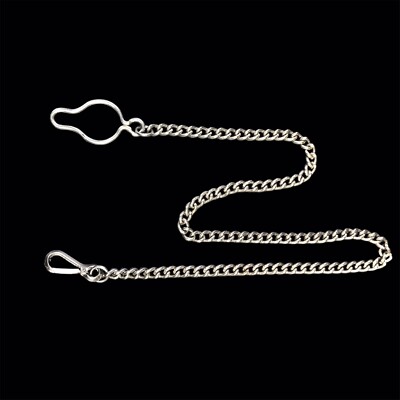 Ancienne Chaîne De Montre à Gousset Argentée - Maille Forçat, 41 Cm, Antivol