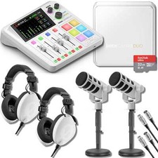 Rode RODECaster Duo Streaming Mixer with Rode Podmic, NTH-100 White Bundle