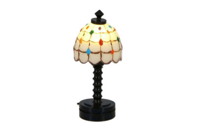 Creal 2262 LED-Tischlampe mit weißem Tiffany-Schirm 1:12 für Puppenhaus