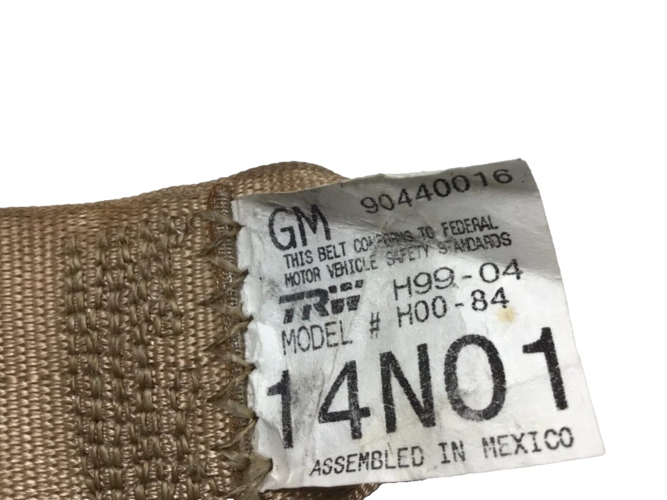 Cinturón de seguridad trasero izquierdo Saturn L300 serie L 2001-2005 doble hebilla bronceado OEM Foto 4 de 4