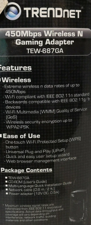 TRENDnet TEW-687GA 450 Mbps 1000 Mbps Funk Router N Gaming Adapter Wireless - Bild 3 von 4