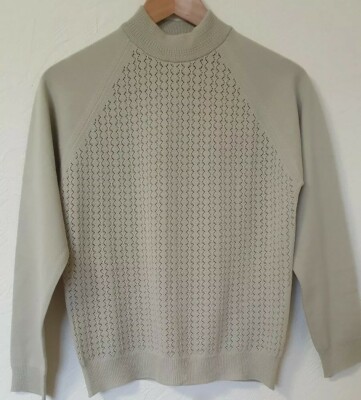 True Vintage Trevira salbeigrün dünner Strickpullover Top Gr 10 12 Littlewoods