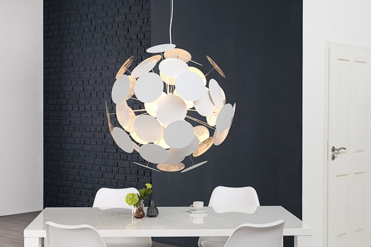 Invicta Infinity Hängeleuchte Dm. 70 cm - Weiss / Silber - HL393WE 