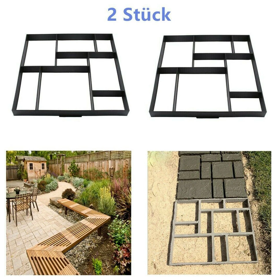 2 Stück Pflastersteinform Betonpflaster Gießform Schalung Gehwegplatte Schablone