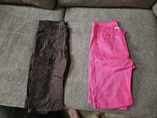 Girl's Size 10 Capris Shorts Set Of 3 Brown, White  Pink