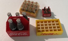 Vintage 4 Lot Coca Cola Bottle with Holder Magnet, And Crates Rare Finds