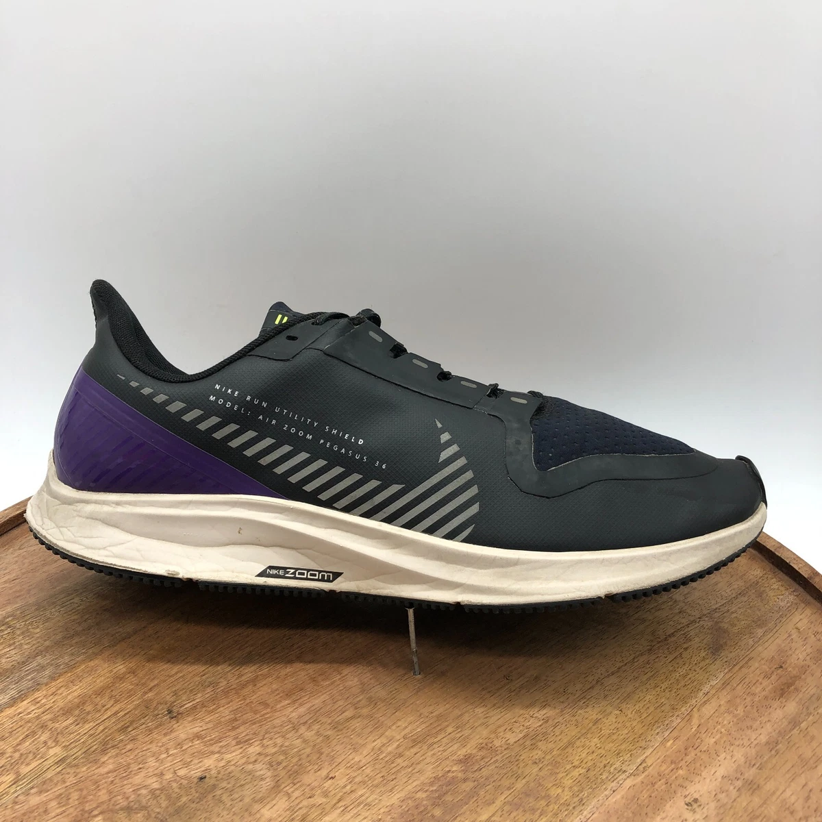 Neuropatía Picotear región NIKE Air Zoom Pegasus 36 Shield Black Purple Running Shoe AQ8005-002 Men  Size 10 | eBay