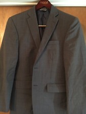 Nautica Designer Mens Double Grey Classic Notched-Lapel Two-Button Blazer 38R