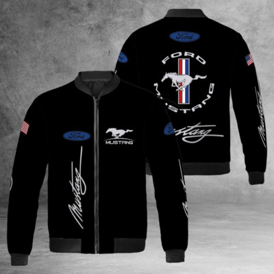 Vintage Ford Mustang Jacket, American Muscle Car Unisex Windproof Bomber Jacket