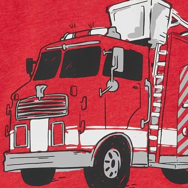 NEW Carter's Boys 3 piece Firetruck Tee & Shorts Set, Size 5T - Image 3 of 4