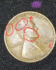 1939 Lincoln  Cent  No Mint Mark ( Doubling) Error On Date + More Errors- Photos