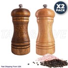 2-Pack Cooking Salt Pepper Grinder/Mill Set Wood w /Adjustable Coarseness 5.5in