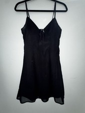 H M Black Polyester Strappy Mini Slip Dress XXS V-Neck Sleeveless Lined wedding