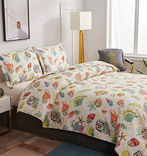 Beach Quilts Set King Size Ocean Bedspread Lightweight Coastal Quilt - Picture 6 of 6